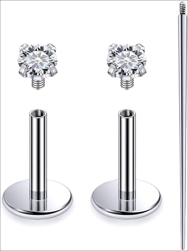 Astm F136 Titanium Internally Threaded Nose Ring Studs Flat Back Earrings
